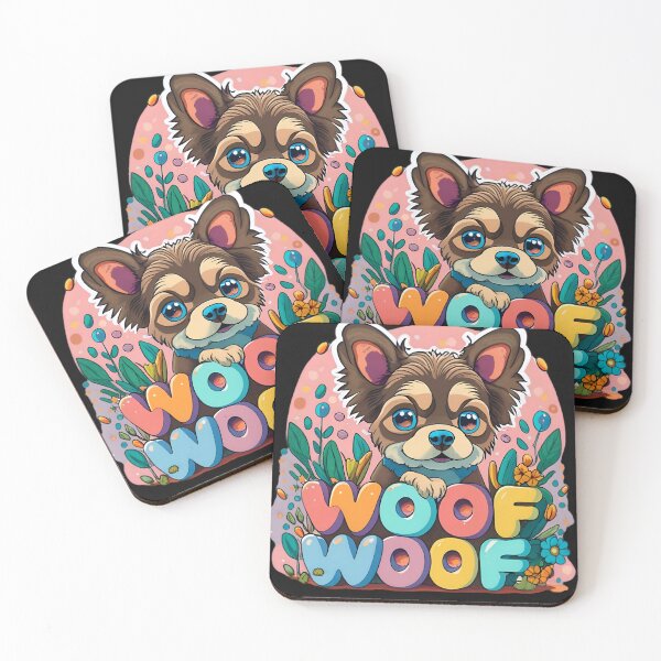 Item preview, A cute dog/puppy sticker in the style of colored cartoon saying "woof woof" designed and sold by AI-Only Creations.