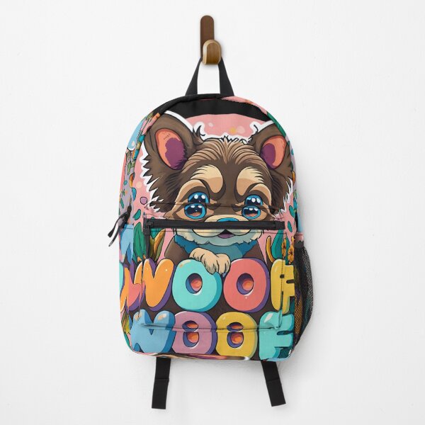 Item preview, A cute dog/puppy sticker in the style of colored cartoon saying "woof woof" designed and sold by AI-Only Creations.