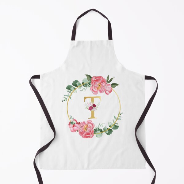 Item preview, Letter T Monogram Floral Golden Flowers Frame designed and sold by ArtCornerStudio.