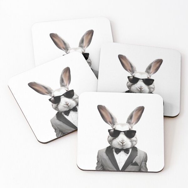 Item preview, cute bunny in a suit and sunglasses designed and sold by in-leggings.