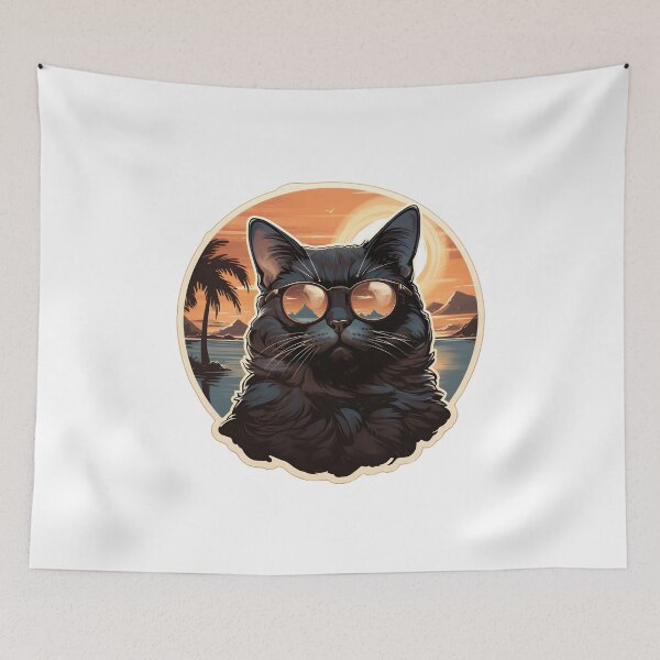 Item preview, Cool Black Cat on the Beach designed and sold by Artful-Adam.