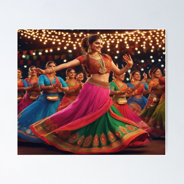 Image of Beautiful Indian Girls Playing Dandiya Dance At Garba Dandiya Raas  Event As a Part Of Durga Navratri Festivals-PJ124656-Picxy