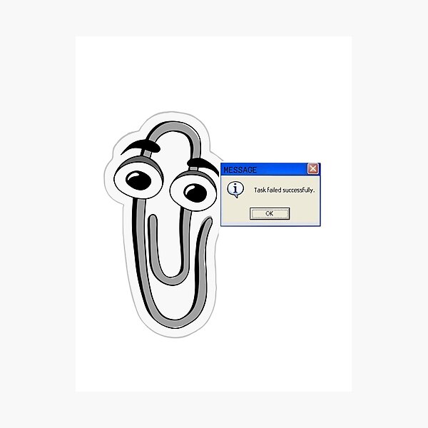 Item preview, clippy assistant task failed sucessfuly 20's nostagia designed and sold by sonizma.