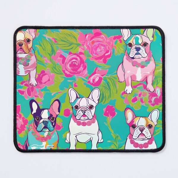 Item preview, French bulldogs and roses preppy pattern designed and sold by SophieClimaArt.