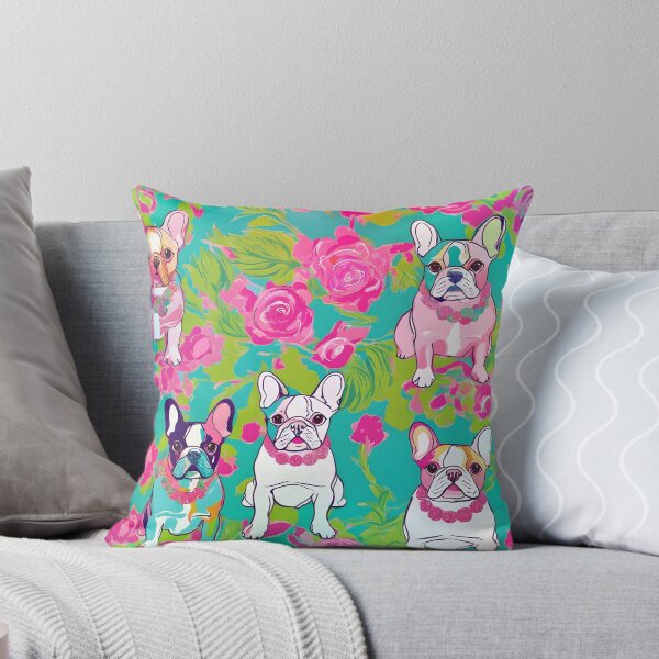 Item preview, French bulldogs and roses preppy pattern designed and sold by SophieClimaArt.
