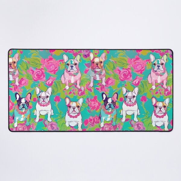 Item preview, French bulldogs and roses preppy pattern designed and sold by SophieClimaArt.