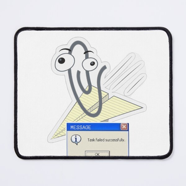 Item preview, clippy riding paper plane office assistant task failed sucessfuly 20's nostagia designed and sold by sonizma.