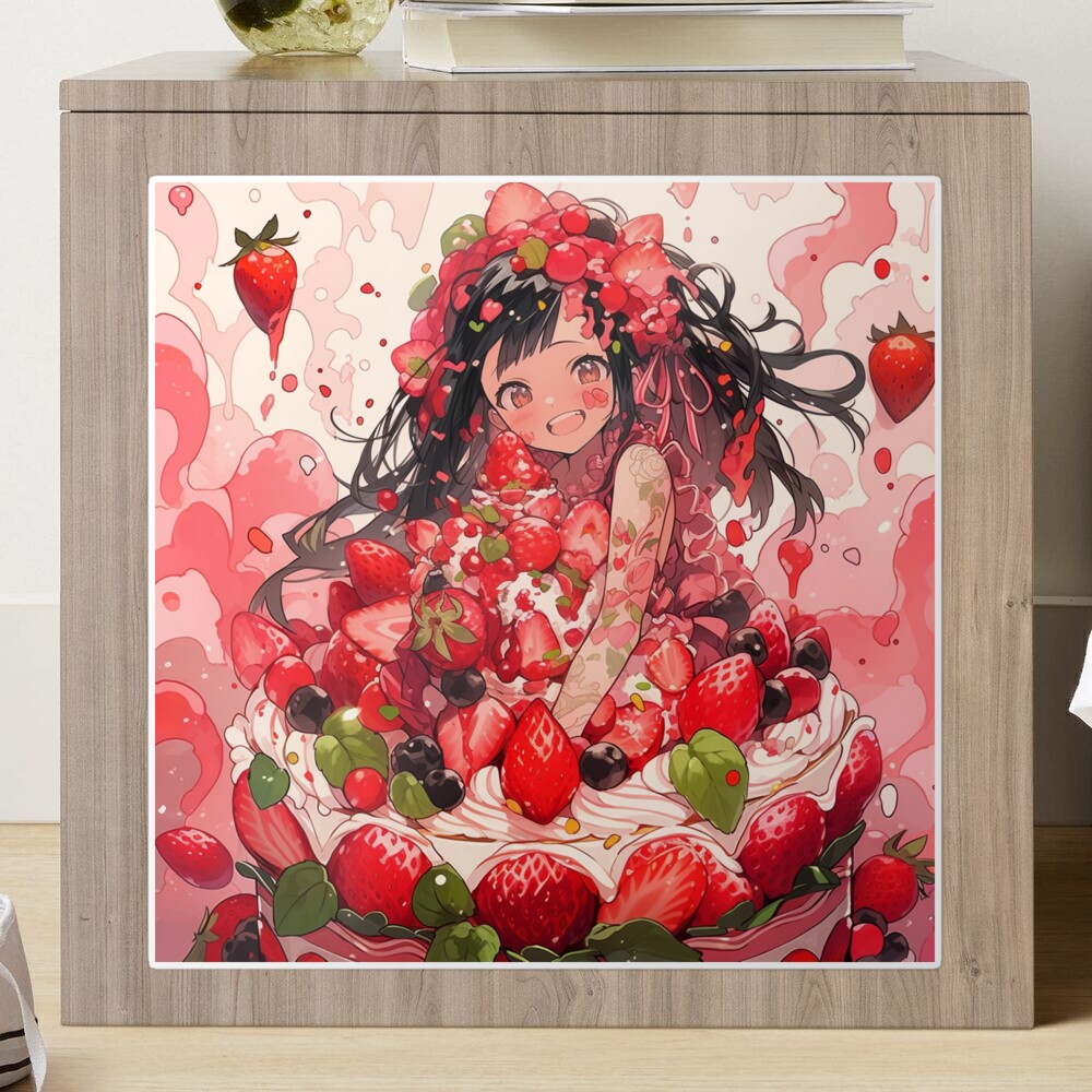 Basket of Strawberries Fabric | Strawberry background, Strawberry art, Pink  wallpaper anime