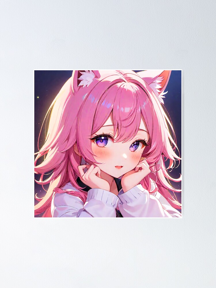 UwU Anime Cat Girl Pink Hair Poster for Sale by HQualityClothes