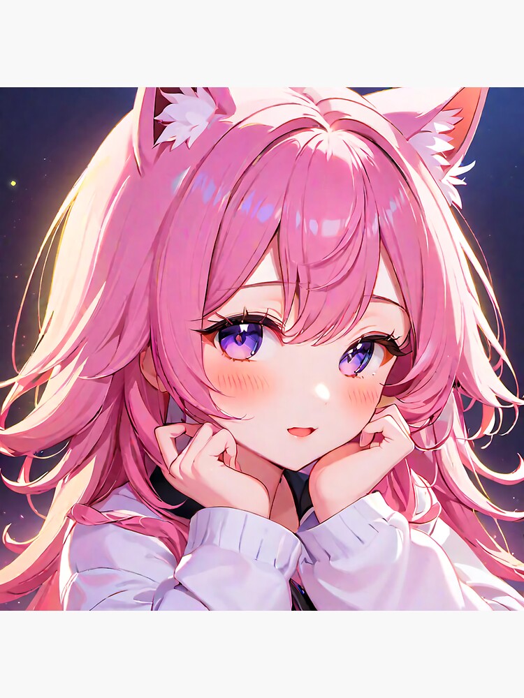 UwU Anime Cat Girl, Purple Hair Cute | Poster