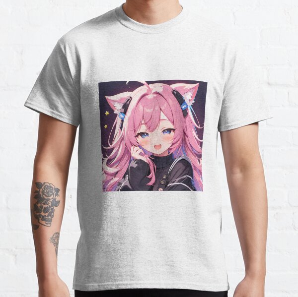 Cute Face Pink Eyes Meme UwU Japanese Manga Waifu Cartoon T-Shirt