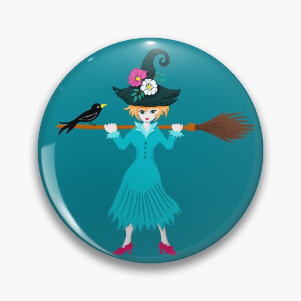 Item preview, Joven bruja con escoba y cuervo | Repetir patrón designed and sold by colorofmagic.