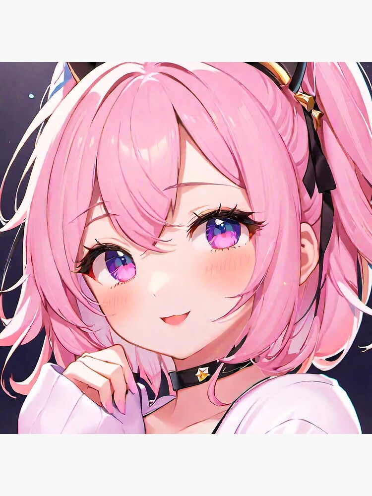 Cute anime cat girl pink