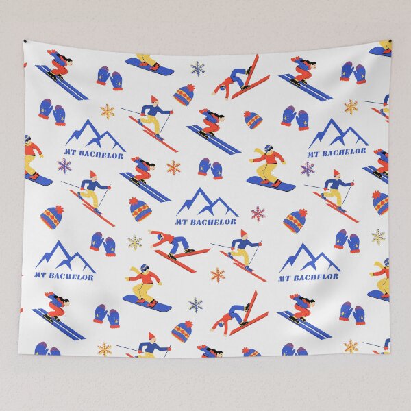 Item preview, Mt Bachelor Oregon Ski Snowboard seamless pattern designed and sold by Vintage-TM.