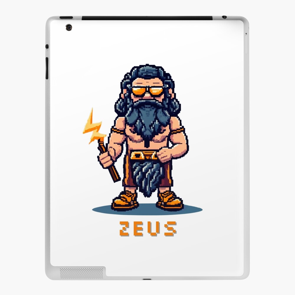 Strong Zeus Pixel Art, Wearing Steampunk Glasses | Greeting Card