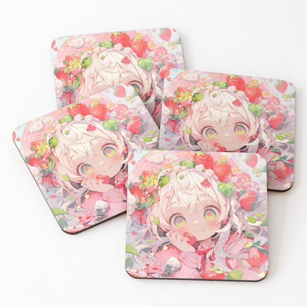Item preview, Adorable Anime Girl and Strawberries designed and sold by bubblegoth.