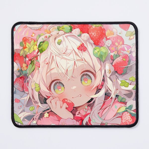 Item preview, Adorable Anime Girl and Strawberries designed and sold by bubblegoth.