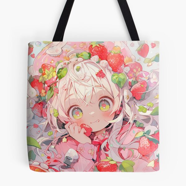 Item preview, Adorable Anime Girl and Strawberries designed and sold by bubblegoth.