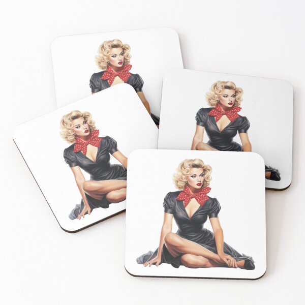 Item preview, Pinup blonde in black dress legs crossed designed and sold by Extraordinarym.