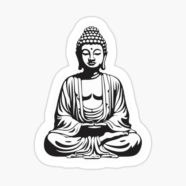Item preview, Buddha Black White , Buddhist symbol , Meditation Sticker For Home designed and sold by MartynGrey.