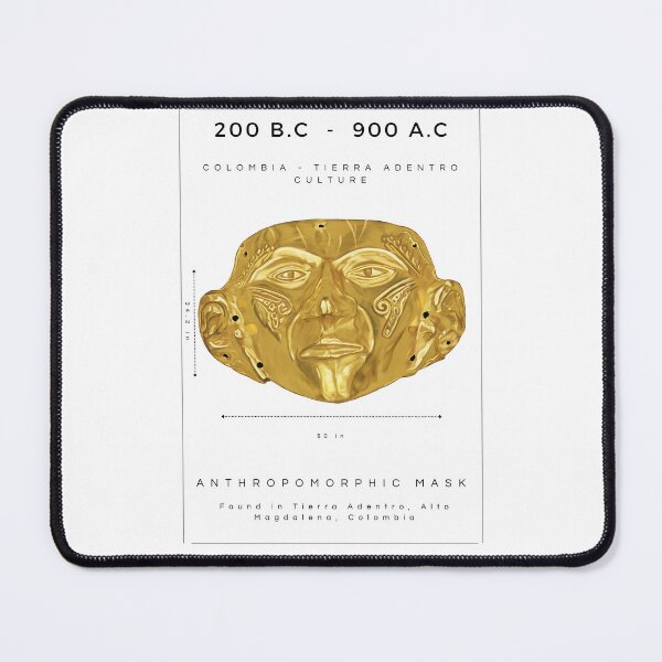 Item preview, Prehispanic Treasure Poster - Anthropomorphic Gold Mask - (200 BC - 900 AD) - Archaeological Discovery designed and sold by Carola-art.