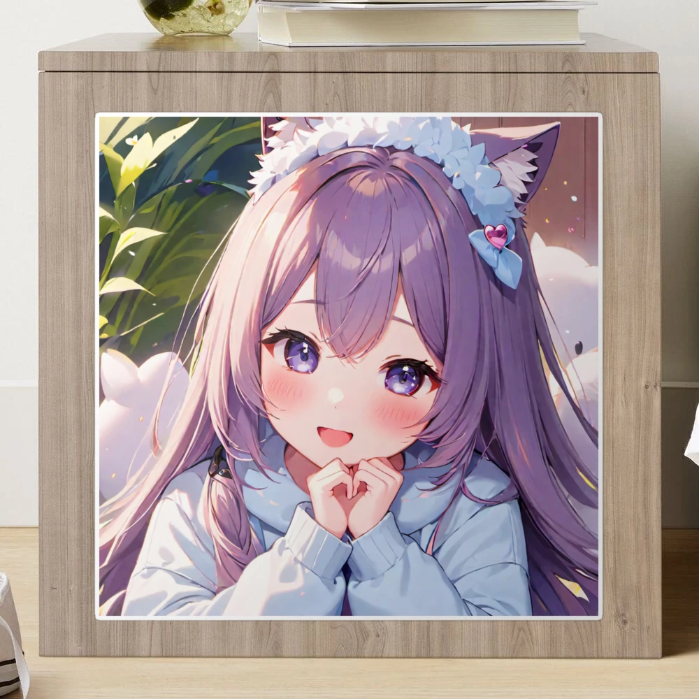 UwU Anime Cat Girl, Purple Hair Cute Sticker for Sale by HQualityClothes