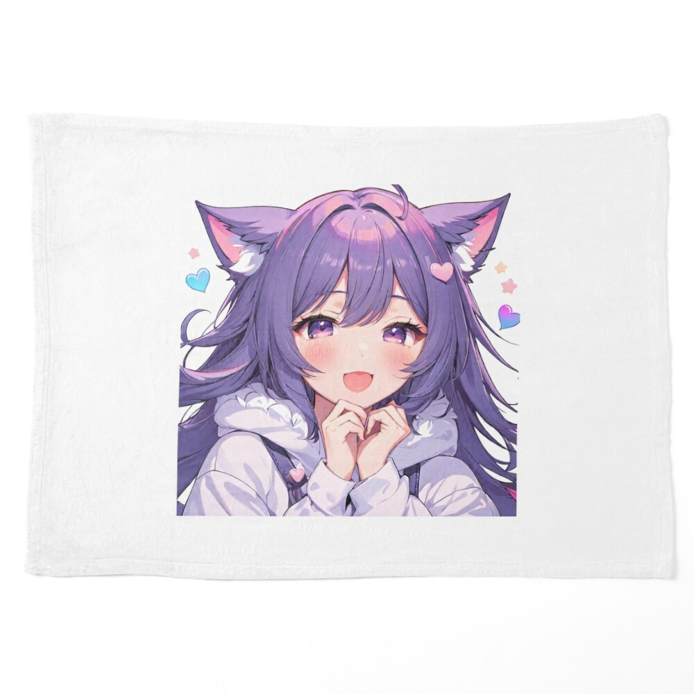 UwU Anime Cat Girl, Purple Hair Cute Poster for Sale by