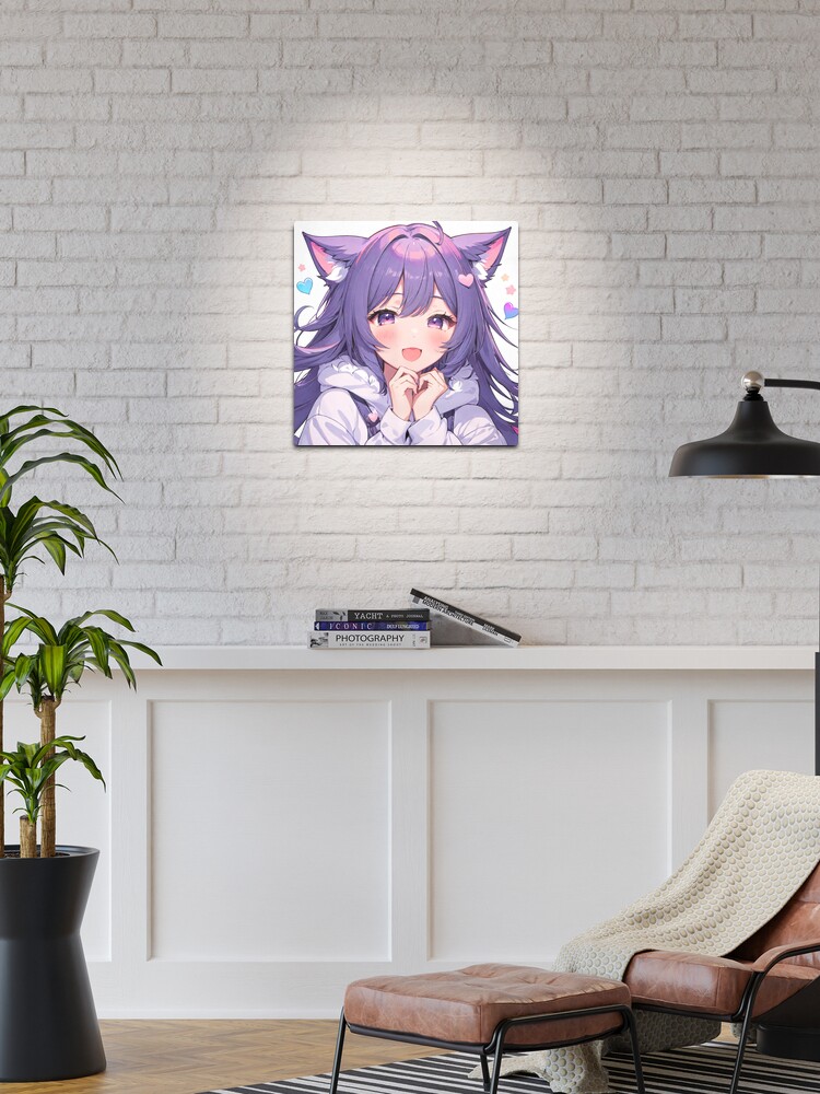 UwU Anime Cat Girl, Purple Hair Cute Poster for Sale by