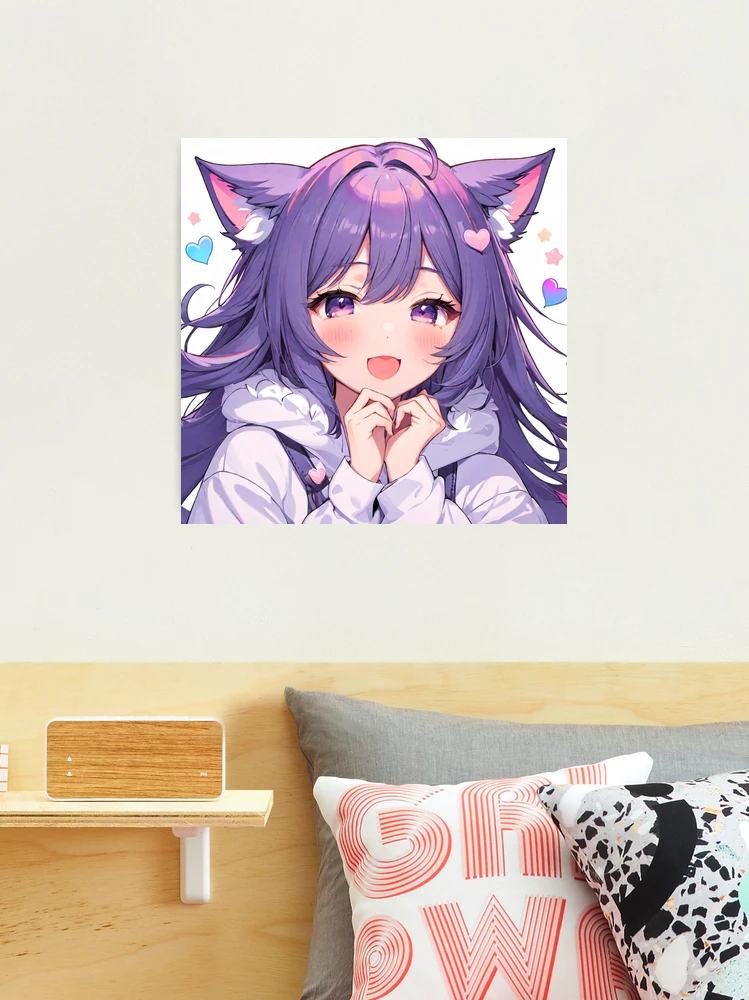 UwU Anime Cat Girl, Purple Hair Cute Sticker for Sale by HQualityClothes
