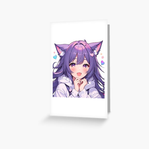 UwU Anime Cat Girl, Gray Hair Cute | Poster