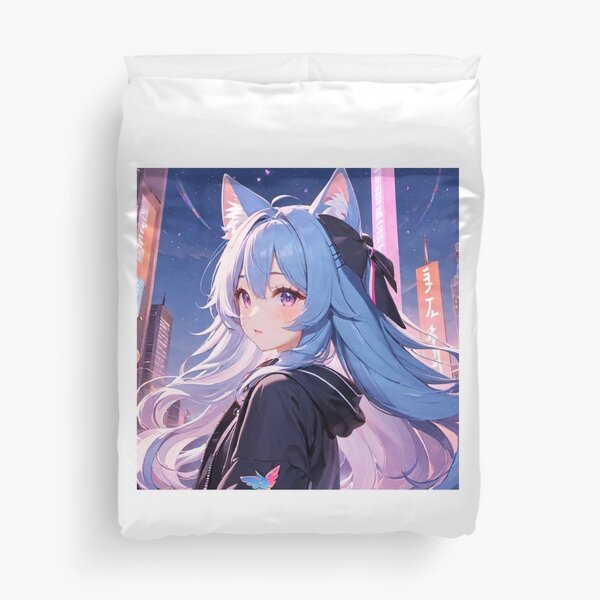 UwU Anime Cat Girl, Gray Hair Cute | Poster