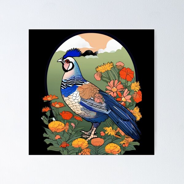 Item preview, prairie chicken in flowers designed and sold by EuropeanPrints.