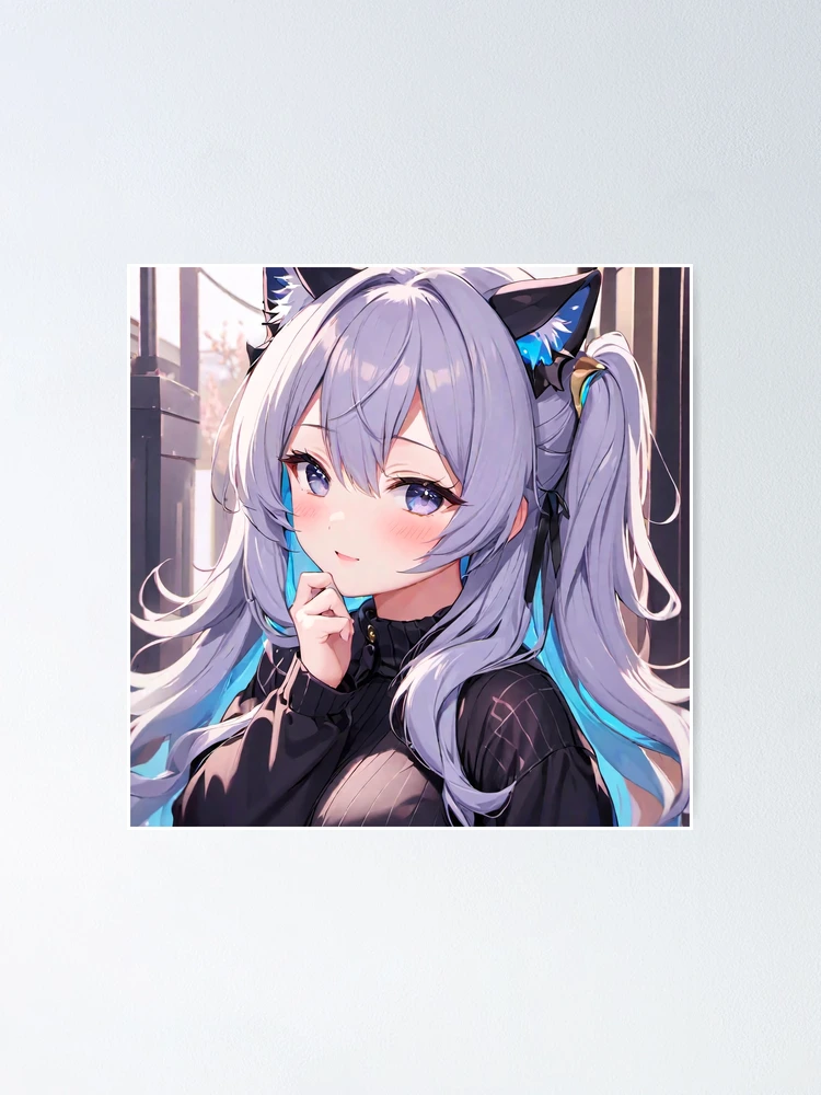 UwU Anime Cat Girl, Purple Hair Cute | Sticker