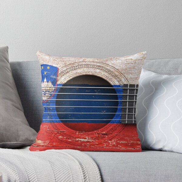 Item preview, Old Vintage Acoustic Guitar with Slovenian Flag designed and sold by JeffBartels.