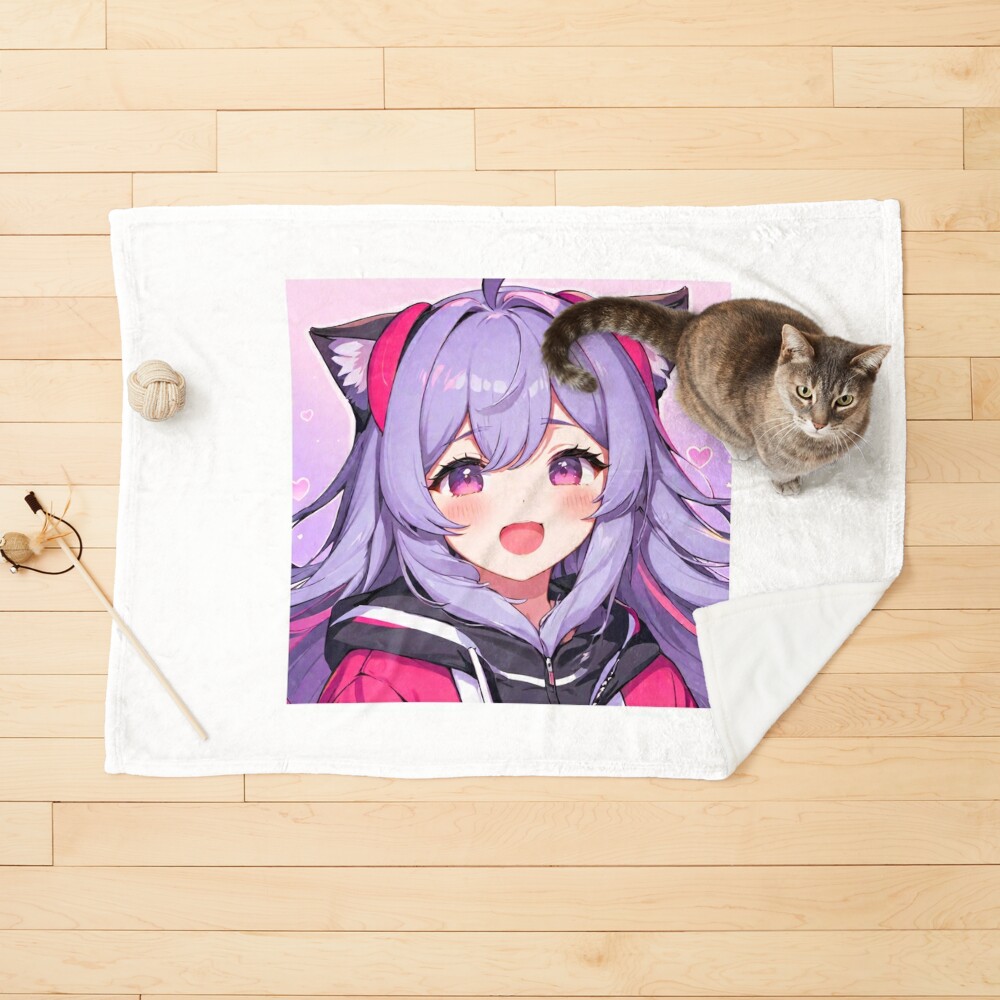 UwU Anime Cat Girl, Purple Hair Cute