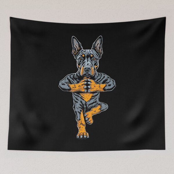 Item preview, Doberman Pinscher Yoga Puppy Dog Funny Tree Pose Vrikshasana designed and sold by GrandeDuc.