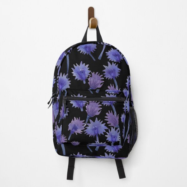 Item preview, Blue and violet flowers on black background designed and sold by Kamil Król.