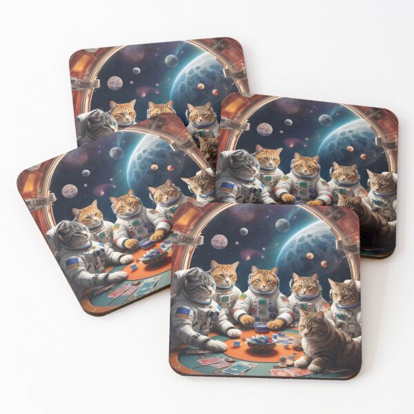 Item preview, Cat Astronauts Playing Poker in Space. designed and sold by rajaindra.