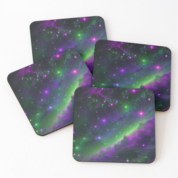 Item preview, Shining Stars in Space Nebula - Purple and Green designed and sold by Healio2.