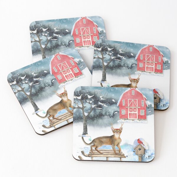 Item preview, Sledging Abyssinian Cat Christmas Card designed and sold by HugsAndPrints.