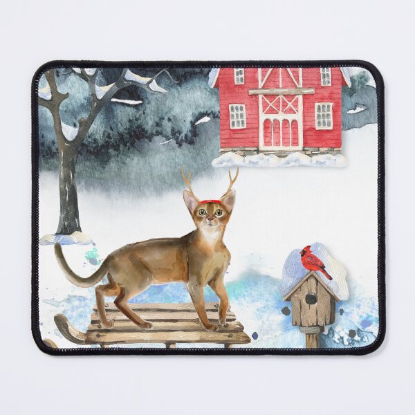 Item preview, Sledging Abyssinian Cat Christmas Card designed and sold by HugsAndPrints.