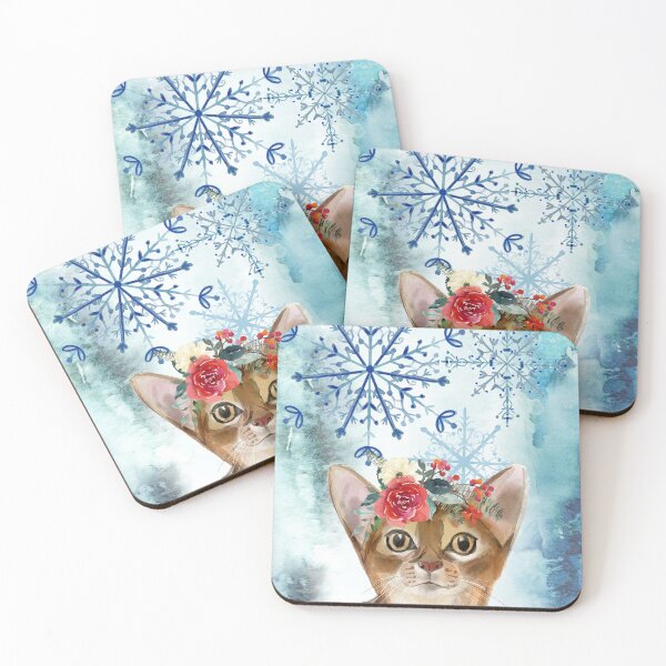 Item preview, Abyssinian Cat Snowflakes and Flowers Christmas  designed and sold by HugsAndPrints.