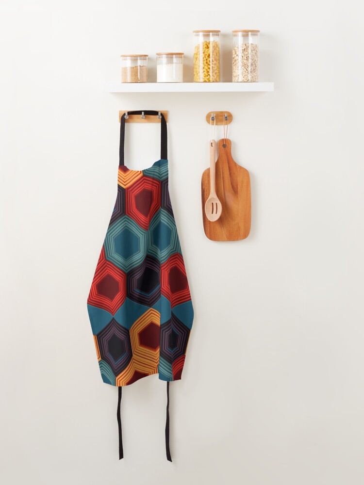 Thumbnail 4 of 6, Apron, hexagonal, graphic, pattern designed and sold by Icon-Network.