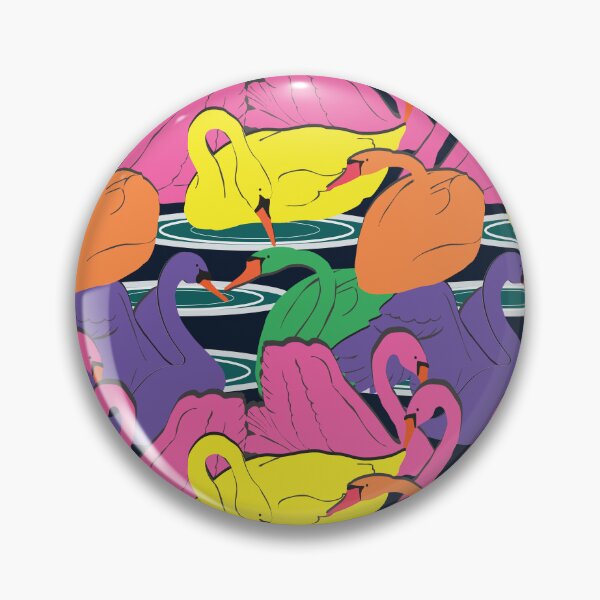 Item preview, Multi coloured swimming swans designed and sold by krisevansart.