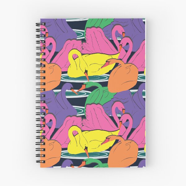 Item preview, Multi coloured swimming swans designed and sold by krisevansart.