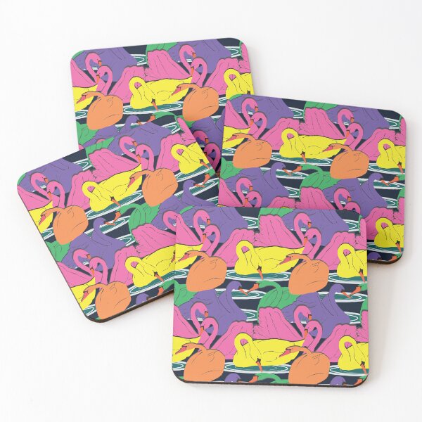 Item preview, Multi coloured swimming swans designed and sold by krisevansart.