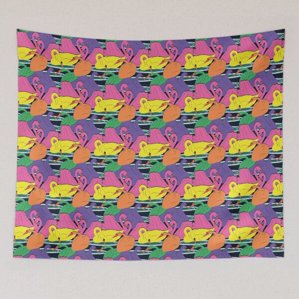 Item preview, Multi coloured swimming swans designed and sold by krisevansart.