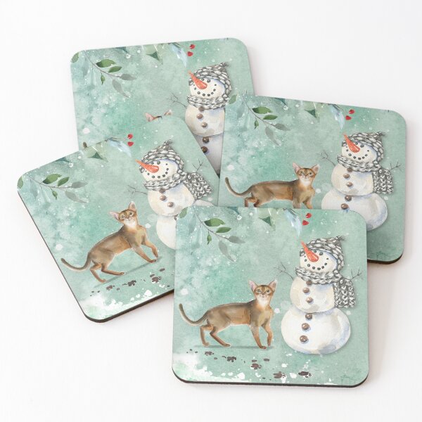 Item preview, Abyssinian Cat and Snowman Christmas designed and sold by HugsAndPrints.