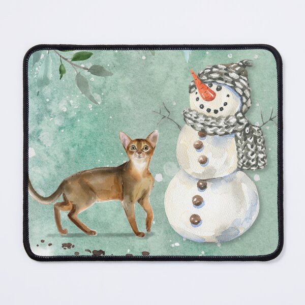 Item preview, Abyssinian Cat and Snowman Christmas designed and sold by HugsAndPrints.