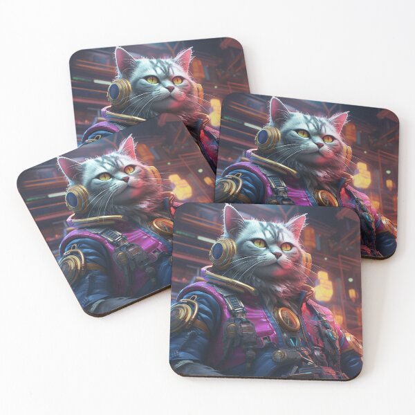 Item preview, Cyberpunk Cat Captain Violet Meow Shaggy Town  designed and sold by GrinGalore.